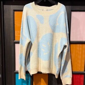 Altar'd State Blue and Cream Patterned Sweater